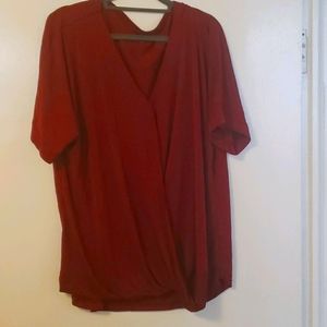 Burgundy short-sleeved top